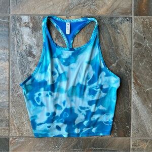 Under Armour UA Iso Chill Up Pace Crop Tank Top Women's Size Large Cruise Blue